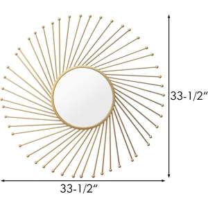 PARISLOFT Miroir mural rond en métal doré, salon décoratif, décor de miroir Boho, diamètre 31.5 ". - Product Image 6