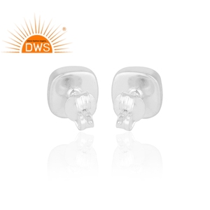 Classic Collection Cushion Cut Rainbow <b>Moonstone</b> Earring Wholesale Sterling Silver Stud Earring For Women's - Product Image 3