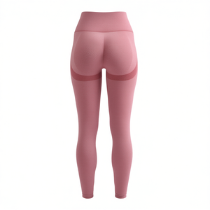 Leggings de yoga sans couture taille haute avec design froncé sur les fesses, longueur intégrale, couleur unie, spandex, nylon, pantalon de sport respirant, séchage rapide - Product Image 1