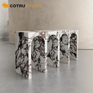 <span class=keywords><strong>Table</strong></span> <span class=keywords><strong>console</strong></span> en marbre Calacatta Viola de luxe, <span class=keywords><strong>table</strong></span> d'entrée en arc pour la maison, décoration de meubles en pierre - Product Image 3