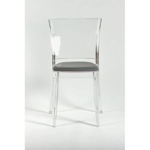 Sedia da Soggiorno Lucienne Antracite Trasparente con Cuscino in Ecopelle NUBUCK e Seduta Imbottita Confortevole Modello 15C2009-1 - Product Image 1