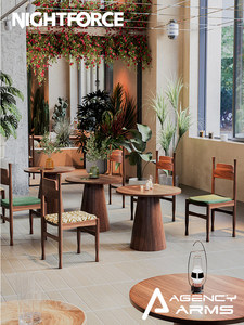 Ensemble de restaurant en bois massif de style vintage, tables et chaises en rotin, pour salon de thé, café, salles de réunion et de repos - Product Image 2