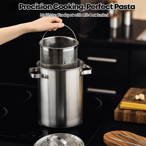 Olla para <span class=keywords><strong>Pasta</strong></span> de Acero Inoxidable con Colador Integrado, Vaporera para Hervir y Escurrir <span class=keywords><strong>Pasta</strong></span> y Verduras, Utensilio de Cocina de Fácil Drenaje - Product Image 2