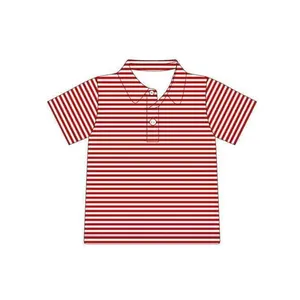 Venta al por mayor caliente nueva moda bebé niños rojo rayas manga corta Polo Top