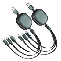 100W PD 3-in-1 Einziehbares Multi-USB-Kabel Schnellladekabel Dual Typ-C Micro-Port TPE-Datenkabel für Auto Büro Reise