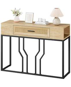 Table console moderne en bois et fer de style industriel pour entrée, salle à manger, salon, hôtels, villas, chambres, couloir, meubles de maison - Product Image 1