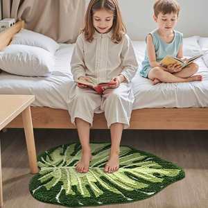Tapis de salle de bain mignon, motif feuilles vertes, absorbant l'eau, lavable en machine, décoration pour la maison - Product Image 5