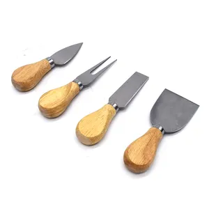 Wholesale Universal Wood 4pcs Cheese Tools Stainless Steel Cheese Knives Set Cheese Slicer