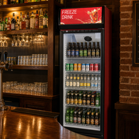 Réfrigérateur commercial pour boissons avec porte vitrée, éclairage LED, verrouillage de la porte, refroidissement direct pour supermarchés