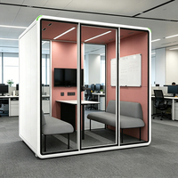 Cabine de travail insonorisée pour bureau à aire ouverte, mobile, acoustique, pour collaboration d'équipe, réduction du bruit, pod de réunion efficace