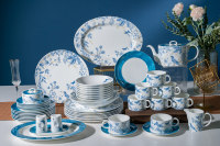 Vaisselle en porcelaine gaufrée vaisselle en gros vaisselle en céramique en vrac pas cher 48 pièces ensembles de vaisselle décalcomanie assiette vaisselle à manger