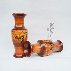 Bamboo Vase Round Handmade Asian Zen Style Home Decor For Chinese New Year Gift - Product Image 4