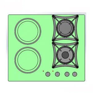 4 burner tempered glass gas stove Electricity and gas in one hob commercial gas cooker equipment