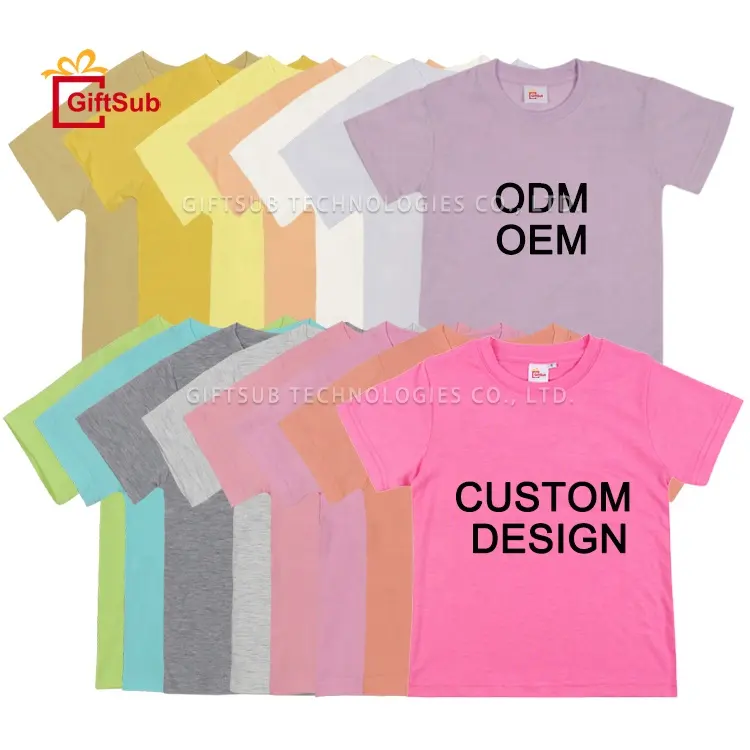 Soft Cotton Feel Kids Shirts For Sublimation Printing Blank 190 GSM Polyester Toddlers Youth T-shirt Plain Pastel Color T Shirt