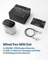 Moniteur numérique de gaz radon HOUND-3786 avec capteur à chambre d'ionisation, écran LCD 3,5 pouces, mise à jour toutes les 10 minutes, transfert de données USB pour tests domestiques