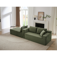 Grünes L-förmiges Wolken-Ecksofa mit tiefem Sitz, keine Montage erforderlich, modulare Schlafsofas für Wohnzimmer, Schlafzimmer