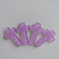 34mm Glittery Croix Résine Flatback Croix Cabochons Religieux Catholique Chrétien Résine Croix Charmes pour Halloween DIY Artisanat Décor