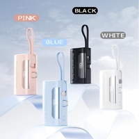 Power Bank Kapsul Mini 10000mAh 20W Pengisian Cepat Tipe-C PD Kabel Terintegrasi Dudukan Ponsel Portabel Colokan Tahan Api