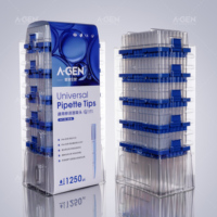 Embouts de pipette universels transparents 1250uL 101,9MM stériles en blister, consommables en plastique pour laboratoire