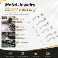 Accessoires de boucles d'oreilles en acier inoxydable 316, composants de clous d'oreilles incurvés à trois pièces pressés à plat, bijoux en métal personnalisés en usine