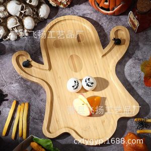 Plateau de service fantôme en bambou pour fête d'Halloween, plateau à collation, planche à fruits et à pain, plateau décoratif - Product Image 2