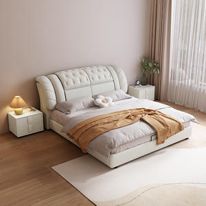 <span class=keywords><strong>Lit</strong></span> de chambre à coucher moderne en bois réglable, luxueux et rembourré, taille double, king ou queen, au design épuré - Product Image 3