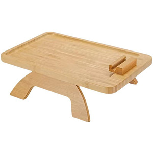 Plateau de canapé rectangulaire en bambou avec support pour téléphone pour accoudoirs de salon - Product Image 5