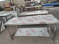 Table de travail de cuisine à 2 niveaux en acier inoxydable 304/201, 2M/78 pouces de long, pour laboratoire, usine alimentaire, atelier d'emballage, personnalisable, grand MOQ
