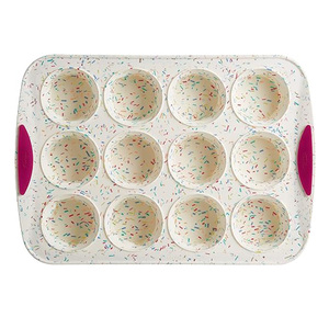 Hot-Selling Eco-Friendly Flat Bottom <b>Silicone</b> Muffin Tray 12-Cup Edible Grade Non-Stick <b>Baking</b> Cake & Cupcake Pan - Product Image 1