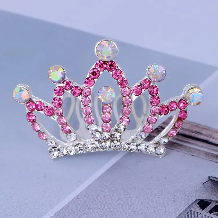 Toptan bebek kız saç takı küçük kristal taç çocuk elmas tarak butik küçük prenses saç Tiaras