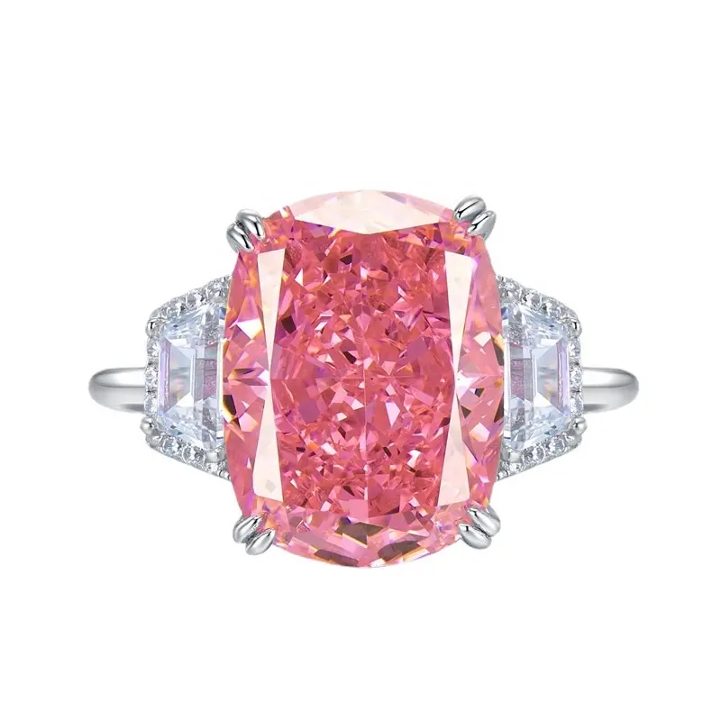 Luxus 100 % 925 Massivsilber 11 * 15 mm rosa hochkarbonsteins Diamantenringe für Damen Edelstein Hochzeit Party feiner Schmuck Geburtstagsgeschenk