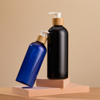 Bouteille de lotion en plastique PET écologique bleue et noire de 300 ml et 500 ml, calibre 24 et 28, flacon pompe vide pour l'emballage de conditionneur capillaire