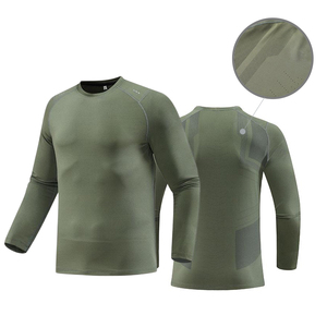 Camisetas de manga larga de compresión atlética para gimnasio para hombres, camisetas de entrenamiento físico de secado rápido con cremallera de alta calidad - Product Image 3