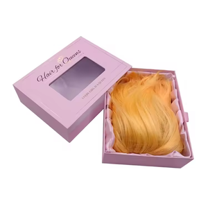 Custom Luxury Pink Slide <b>Drawer</b> Hair Bundle Box With Satin Wig <b>Insert</b> for Bundles Hair Extensions Wigs Packaging Boxes - Product Image 1