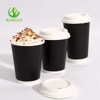 Gobelets jetables SUMKOKA 8oz à double paroi, compatibles micro-ondes, en papier kraft pour café et thé - Diamètre et logo personnalisables