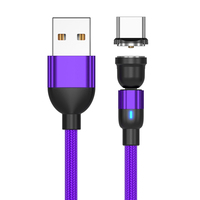 Pour Samsung 3 en 1 Nylon tressé 540 degrés rotation USB câbles de charge magnétiques