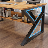 Bureau d'ordinateur en bois écologique au design moderne avec structure métallique et plateau en panneau, marque MLEX, 120x60x75cm, pour bureau à domicile