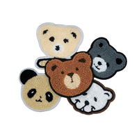 Patchs brodés à la main en chenille, motif animal ours, thermocollants pour vêtements, DIY