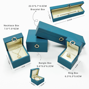 Caja de Joyería de Terciopelo Azul y Cuero PU al por Mayor, con Logotipo Personalizado, Mini Estuche de Lujo para Exhibición de Anillos y Collares, ¡Gran Venta! - Product Image 5