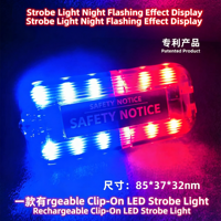 Lumière stroboscopique LED bleue et rouge super lumineuse, certifiée IP68, en métal, avec fixation magnétique, lumière d'épaule rechargeable