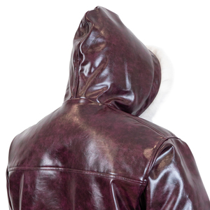 टॉपशो प्रीमियम कस्टम मोती लोगो pबैंगनी चमड़े की जैकेट फर हूडी उच्च गुणवत्ता वाले सर्दियों के मोटे आदमी सूती पंजा जैकेट - Product Image 6