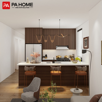 Ensembles d'armoires de cuisine en PVC PA Design, fourniture en gros, matériau imperméable pour projets immobiliers