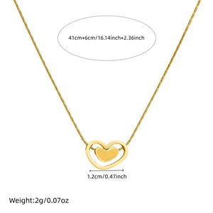 Heart Pendant Necklace Gold Plated Stainless Steel Openwork Design Daily Wear Gift Jewelry N3965 - Product Image 4