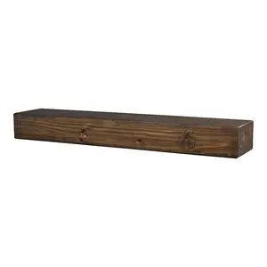 Floating Fireplace Pine Wood Mantel Shelf - Mocha Color 60" Beautiful Wooden Rustic Shelf Perfect for Electric Fireplaces