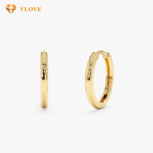 18k Reingold Ohrringe Kleine Ohrringe Huggies 18k Echtgold Edle Mode Creolen für Männer und Frauen - Product Image 1