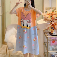 Chemise de nuit ample à manches courtes pour femme, imprimé dessin animé, pyjama d'été doux et respirant, tenue décontractée, vente en gros