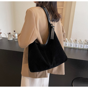Túi <span class=keywords><strong>tote</strong></span> nhung màu trơn dành cho nữ Thiết kế đơn giản Đa năng Phong cách Sử dụng hàng ngày Túi đeo vai sức chứa lớn - Product Image 6