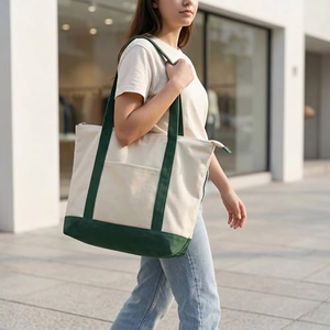 Sac fourre-tout en toile pour femmes, style tendance, écologique, pour les courses, avec poche, sac en coton avec logo imprimé personnalisé - Product Image 3