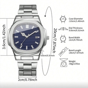 OEM 도매 비즈니스 스타일 방수 남성용 스테인리스 스틸 합금 케이스 쿼츠 시계 (유리 다이얼 야광 기능 포함) - Product Image 4