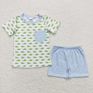 Conjunto de Ropa de Verano para Bebés, 2 Piezas, Camiseta sin Mangas con Estampado de Cocodrilo y Pantalones Cortos, Ropa de Boutique para Niños Pequeños - Product Image 6